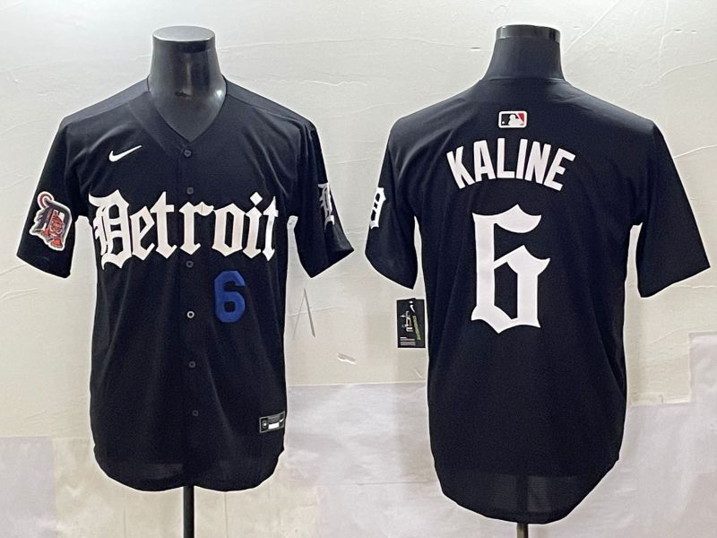 Men 2025 Detroit Tigers #6 Kaline Black Five generations Joint Name Nike MLB Jersey style 6->detroit tigers->MLB Jersey